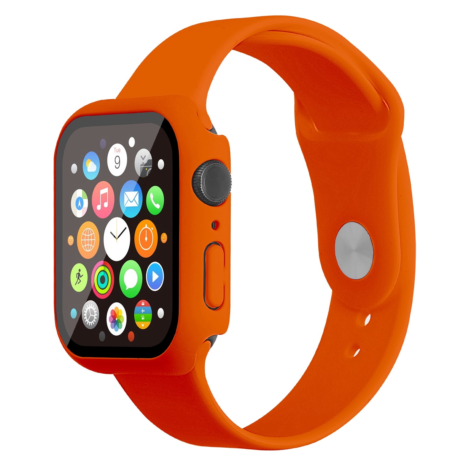 For Apple Watch Series 7 41mm Silicone Durable Watch Band+Hard PC Case with Built-in Tempered Glass Screen Film Size M L For Apple Watch Series 7 41mm Silicone Durable Watch Band+Hard PC Case with Built-in Tempered Glass Screen Film Size M L